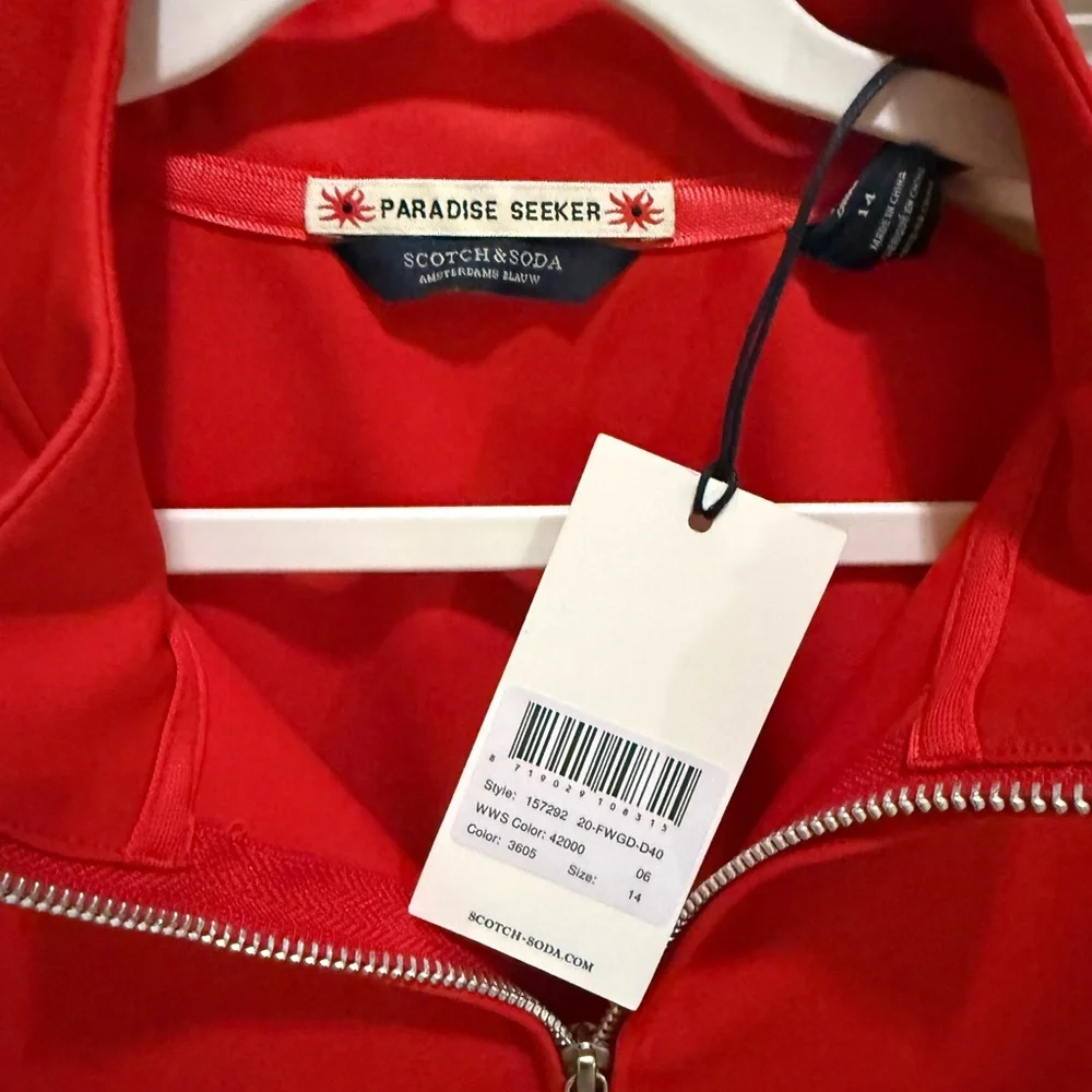 NWT! Scotch & Soda Red Zip-Up Jacket